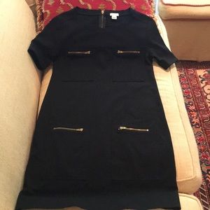 JCrew Gold Zipper Knit Shift Dress